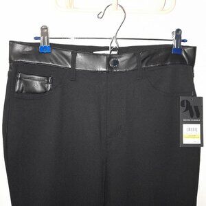 NWT Nine West Women's Black Pants with Faux Leather Trim Size M Retail $89